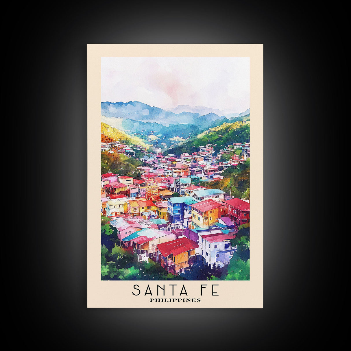 Santa Fe, Philippines Watercolor Beach Print, Vacation Gift, Philippines Wall Art, Beach Painting, Beach Decor, Beach Painting