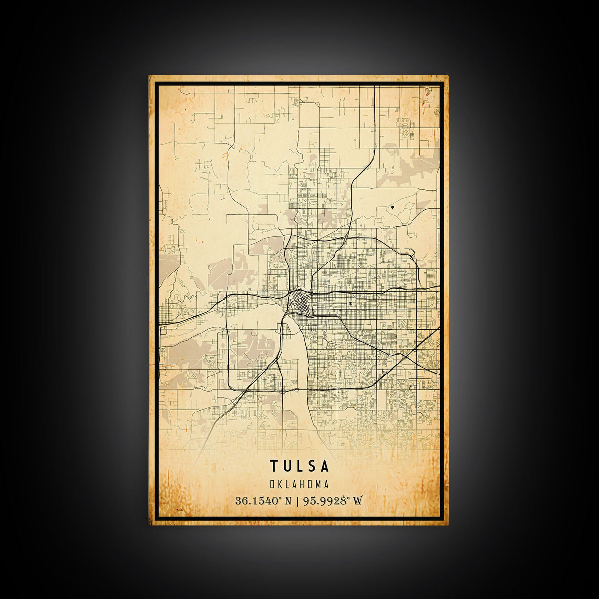 Tulsa Map Art - Oklahoma - Custom Tulsa City Streets Map Print - University of Tulsa - Home Office Decor Tulsa Map Decor Oklahoma Wall Art