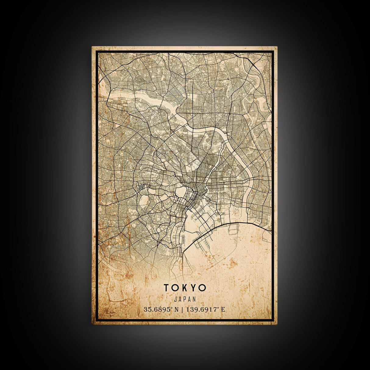 Tokyo Japan map print poster or framed canvas, Tokyo map print poster canvas, Tokyo Japan city map print poster canvas, Vintage Travel Art