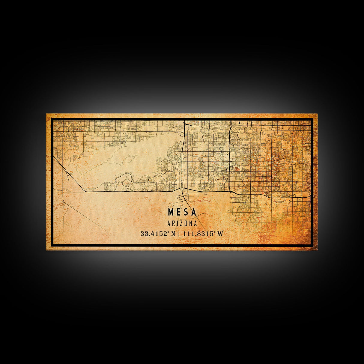 Mesa Arizona United States map print poster or Framed canvas | Arizona United States road map print poster canvas, distressed map art