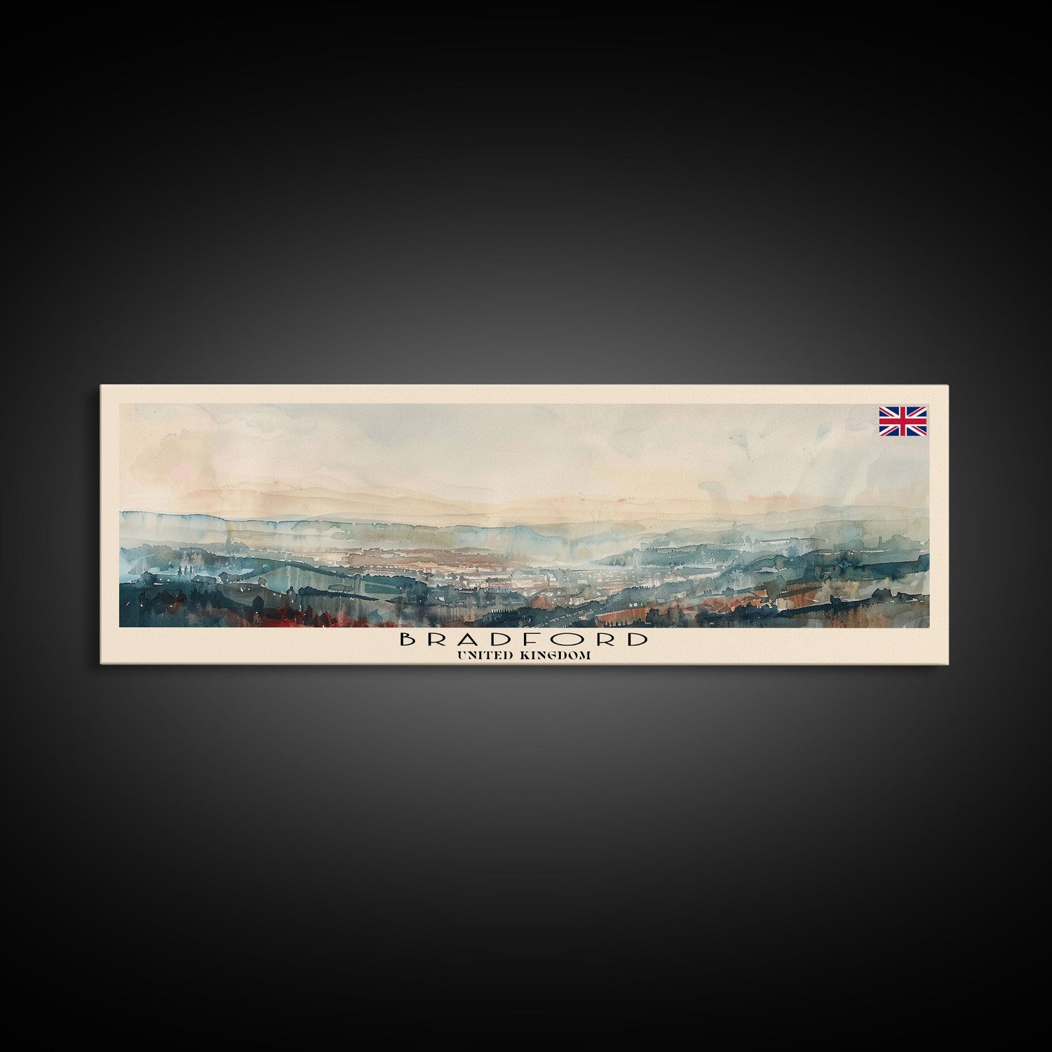Bradford United Kingdom Travel Print Wall Art, Panoramic City Art, Travel Art, Wall Decor, Vacation Gift, Framed Canvas Print Or Metal Art