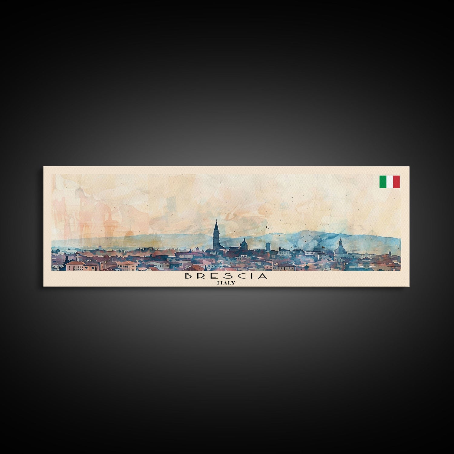 Brescia Italy Travel Print Wall Art, Panoramic City Art, Travel Art, Wall Decor, Vacation Gift, Framed Canvas Print Or Metal Art
