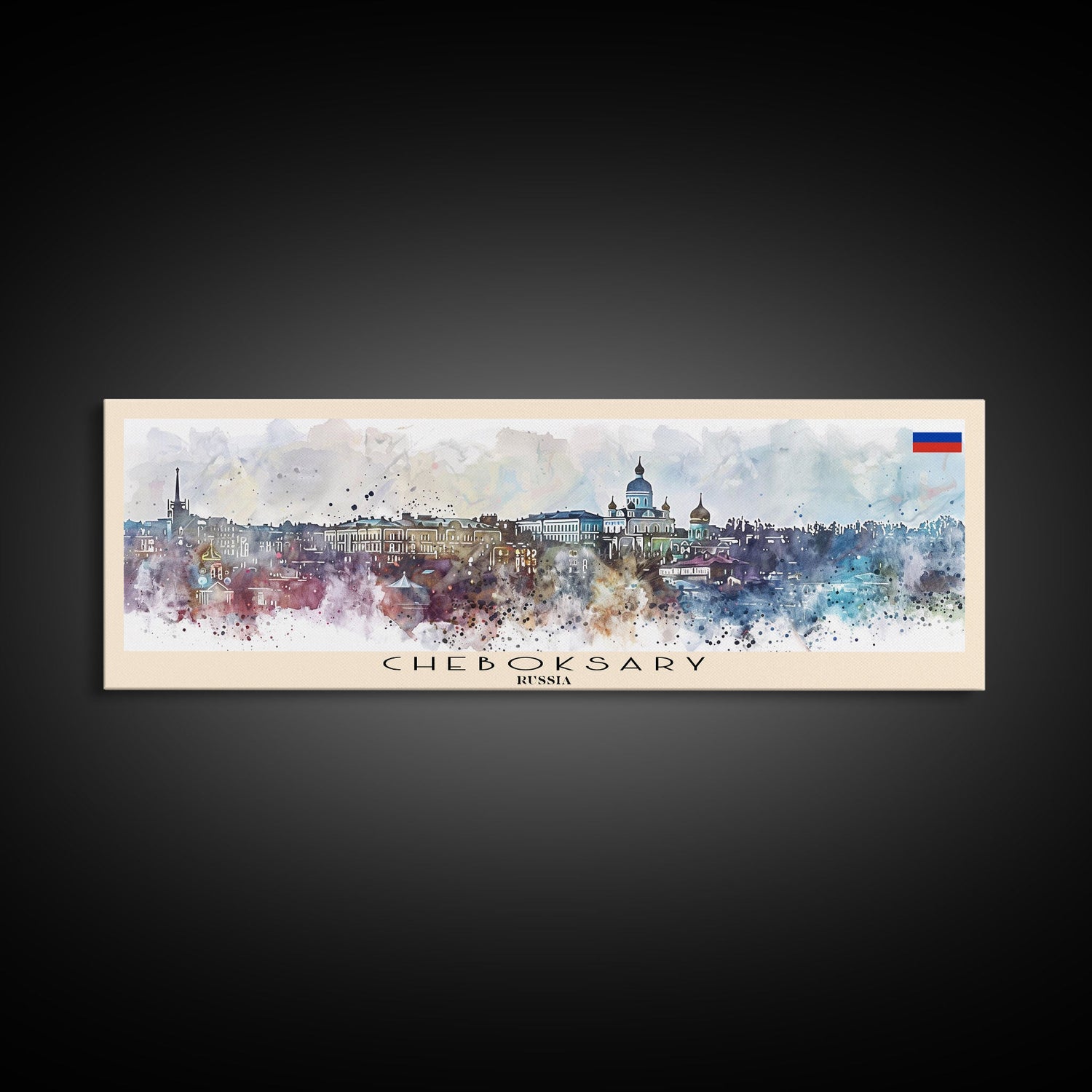 Cheboksary Russia Travel Art, City Art, Framed Canvas Print or Metal Wall Art, Europe Travel Poster, Panoramic Wall Art, Extra Wide Wall Art