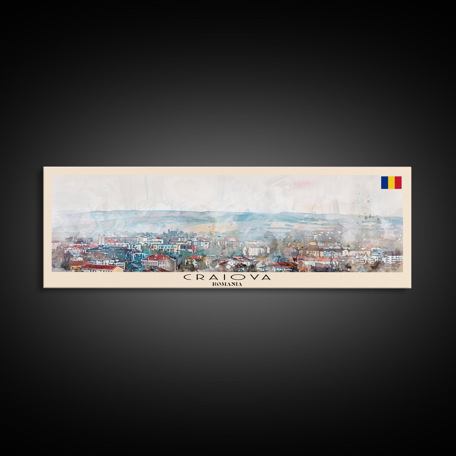 Craiova Romania Travel Print Wall Art, Panoramic City Art, Travel Art, Wall Decor, Vacation Gift, Framed Canvas Print Or Metal Art