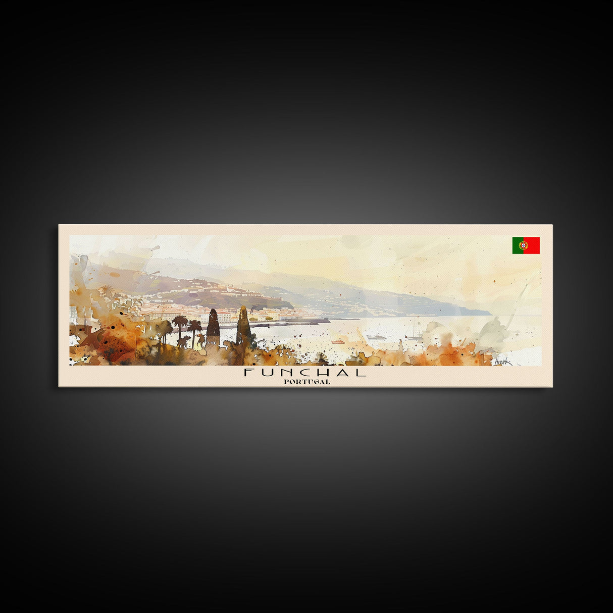 Funchal Portugal Travel Print Wall Art, Panoramic City Art, Travel Art, Wall Decor, Vacation Gift, Framed Canvas Print Or Metal Art