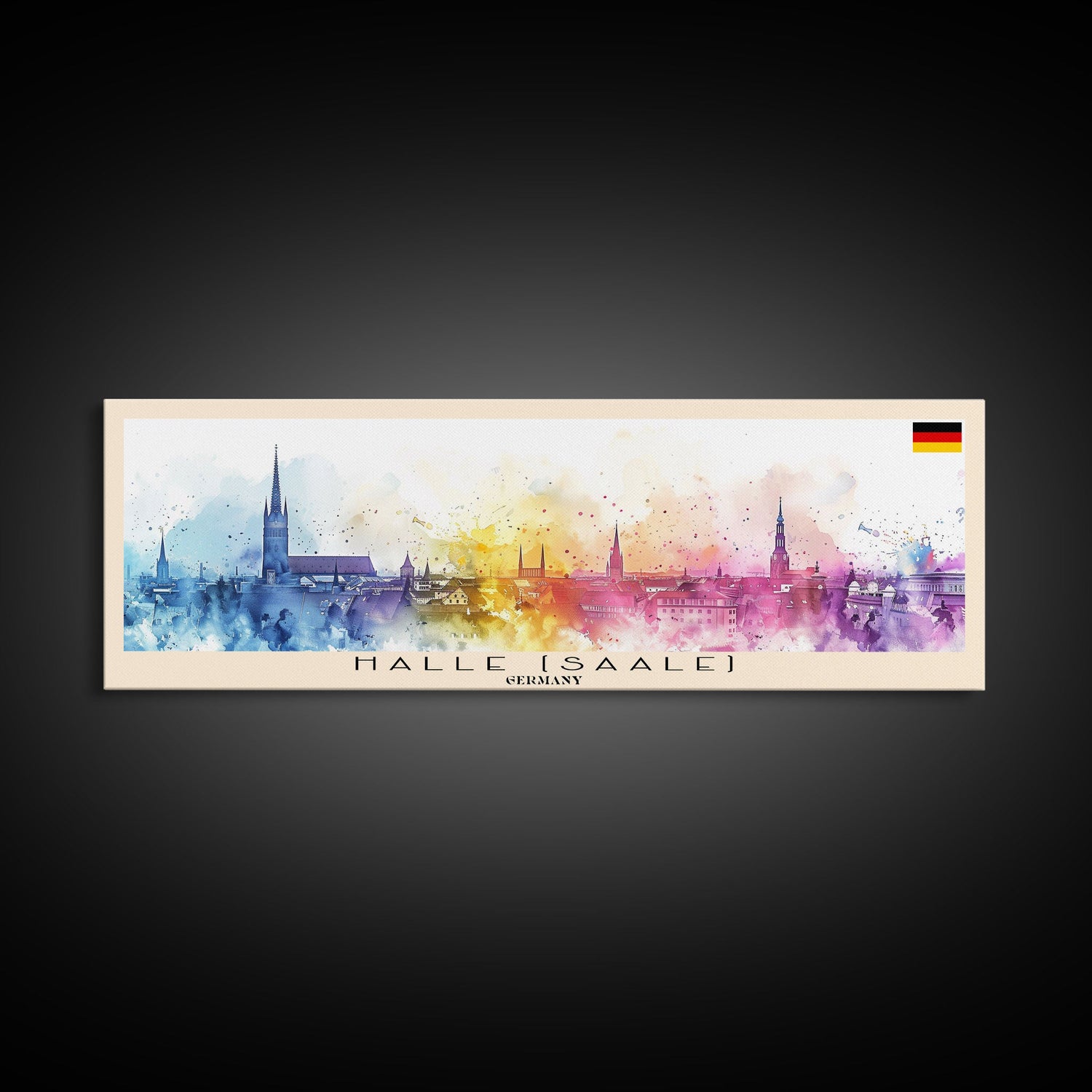 Halle Saale Germany Wall Art, Panoramic Travel Poster, Panoramic Framed Canvas Print, City Wall Art, Wall Hanging Home Decor, Travel Art