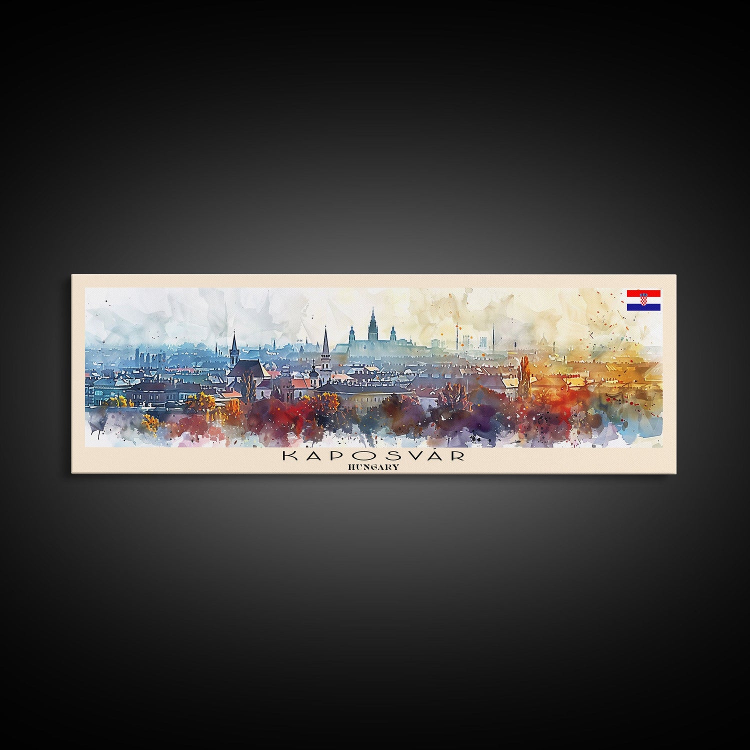 Kaposvar Hungary Travel Print Wall Art, Panoramic City Art, Travel Art, Wall Decor, Vacation Gift, Framed Canvas Print Or Metal Art