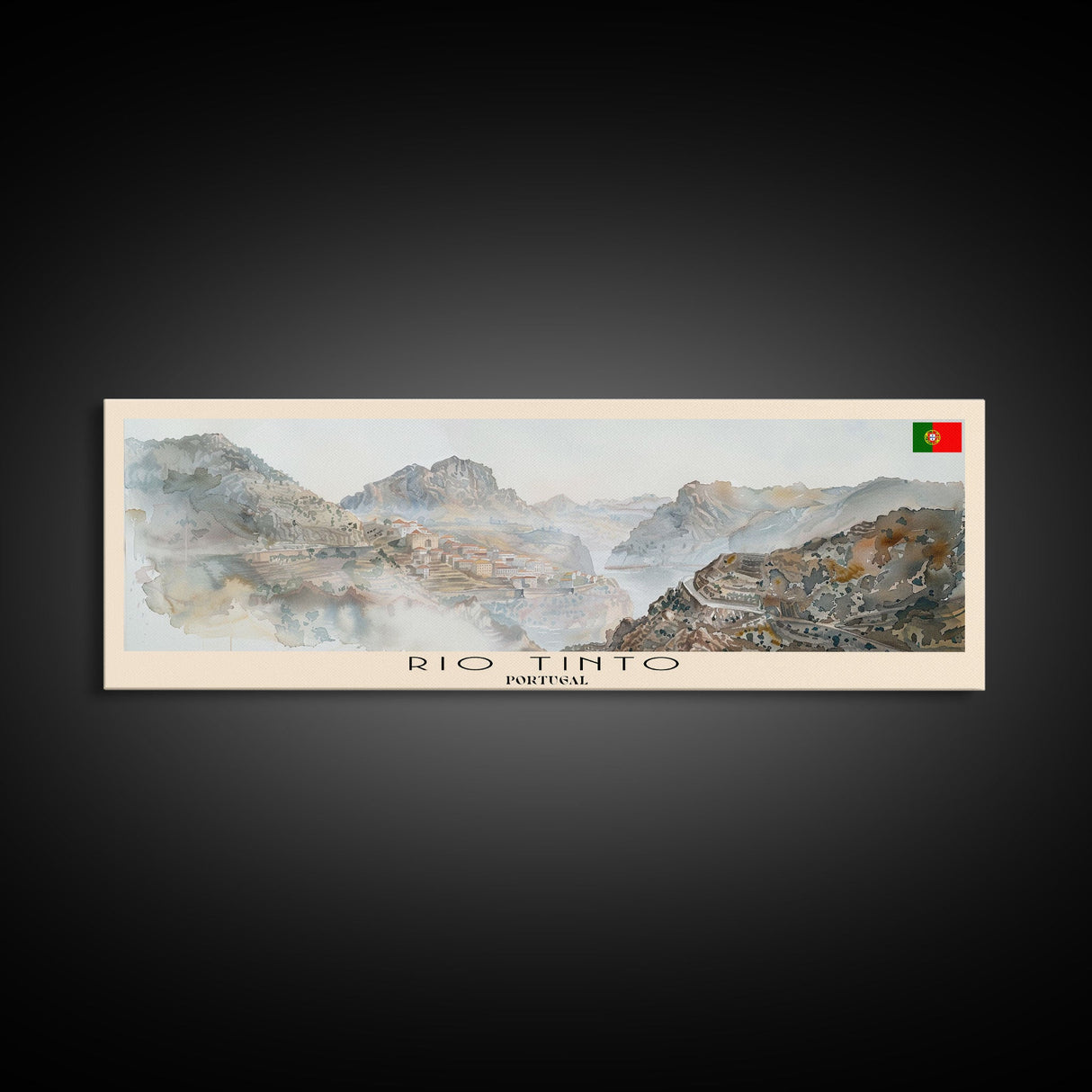 Rio Tinto Panoramic Travel Poster, Framed Canvas Print or Metal Wall Art, Travel Art, Home Decor, Panoramic Painting, Midcentury Art