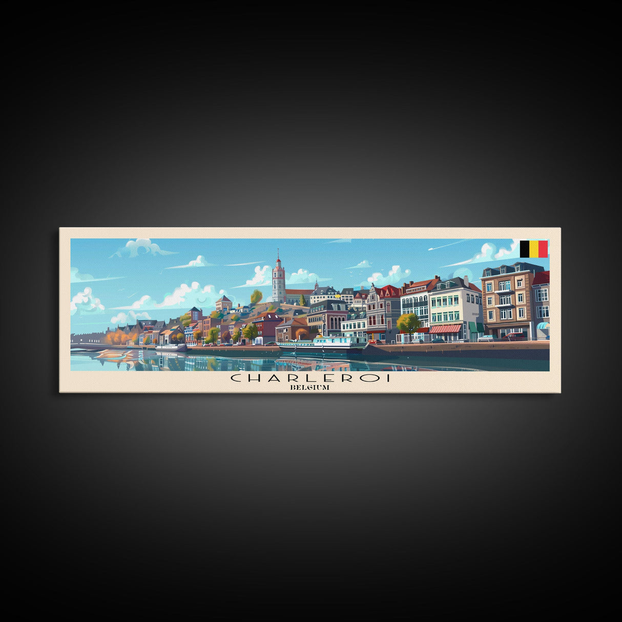 Charleroi Belgium Travel Print Wall Art, Panoramic City Art, Travel Art, Wall Decor, Vacation Gift, Framed Canvas Print Or Metal Art