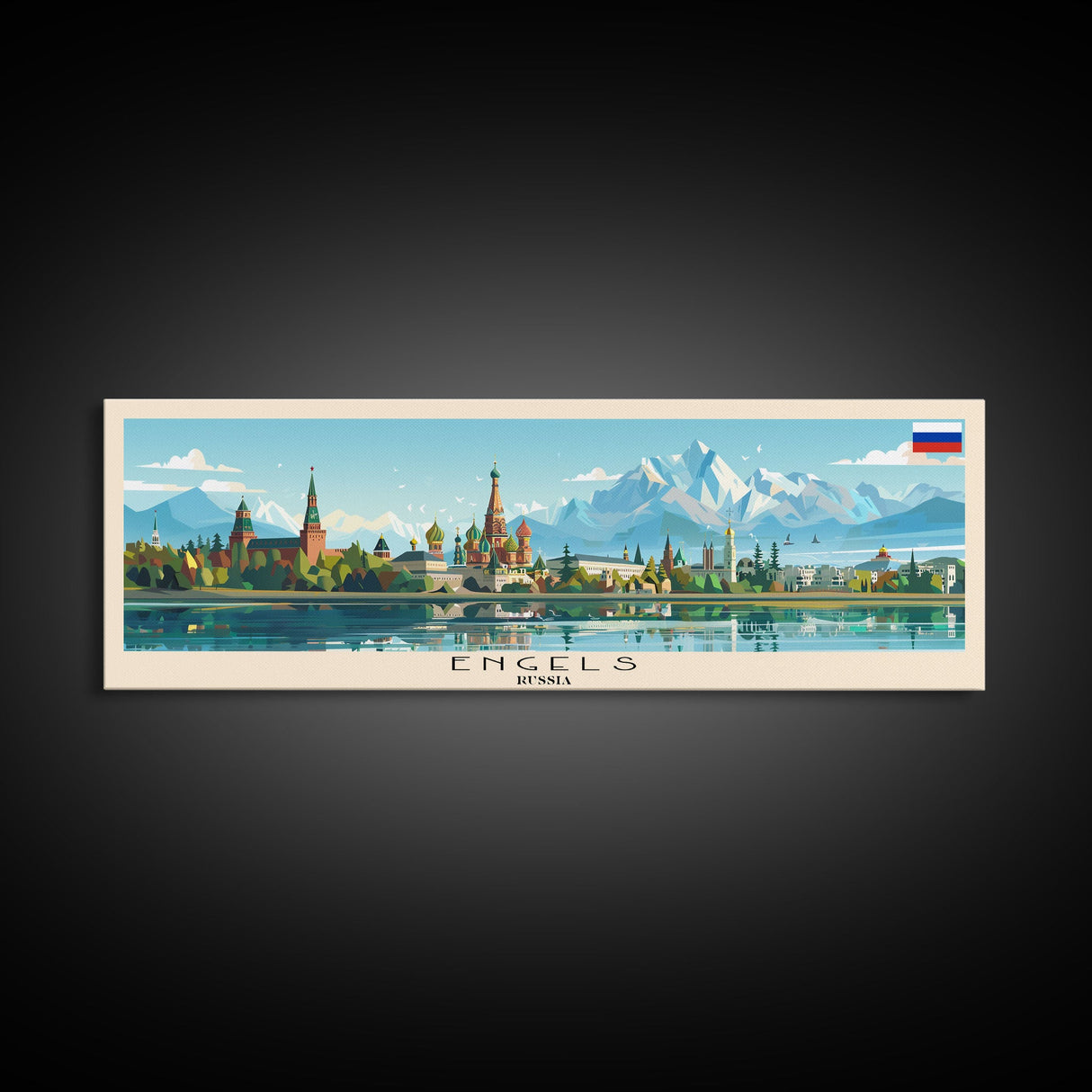 Engels Russia Panoramic Travel Poster, Framed Canvas Print or Metal Wall Art, Travel Art, Home Decor, Panoramic Painting, Midcentury Art