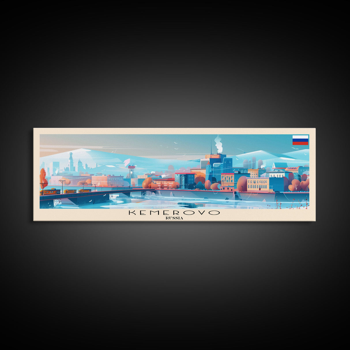 Kemerovo Russia Travel Print Wall Art, Panoramic City Art, Travel Art, Wall Decor, Vacation Gift, Framed Canvas Print Or Metal Art