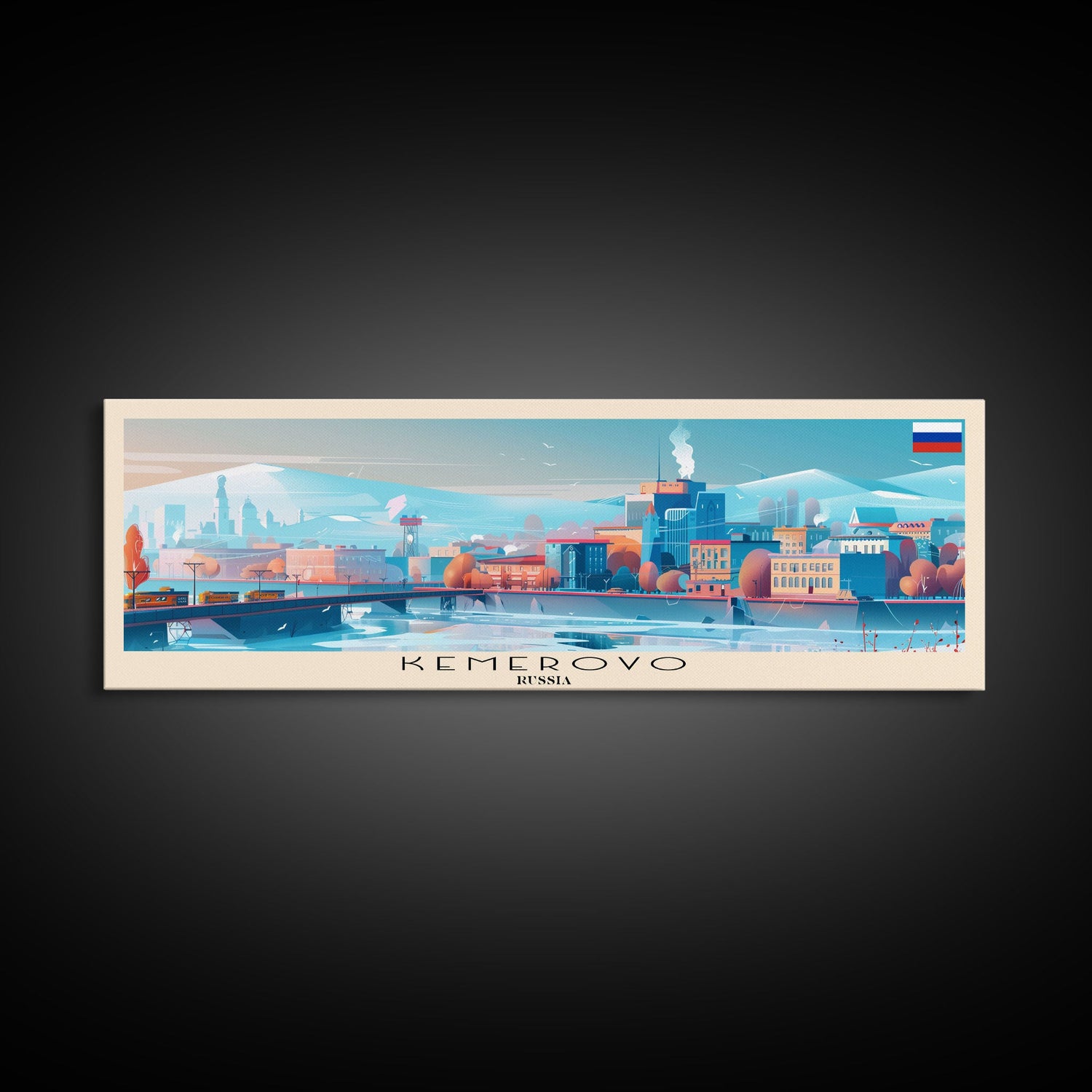 Kemerovo Russia Travel Print Wall Art, Panoramic City Art, Travel Art, Wall Decor, Vacation Gift, Framed Canvas Print Or Metal Art