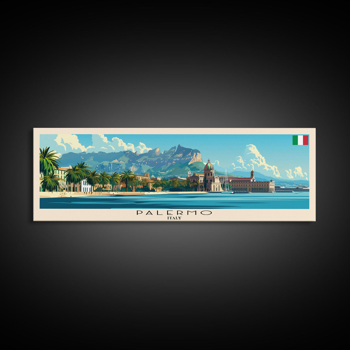 Palermo Italy Travel Print Wall Art, Panoramic City Art, Travel Art, Wall Decor, Vacation Gift, Framed Canvas Print Or Metal Art