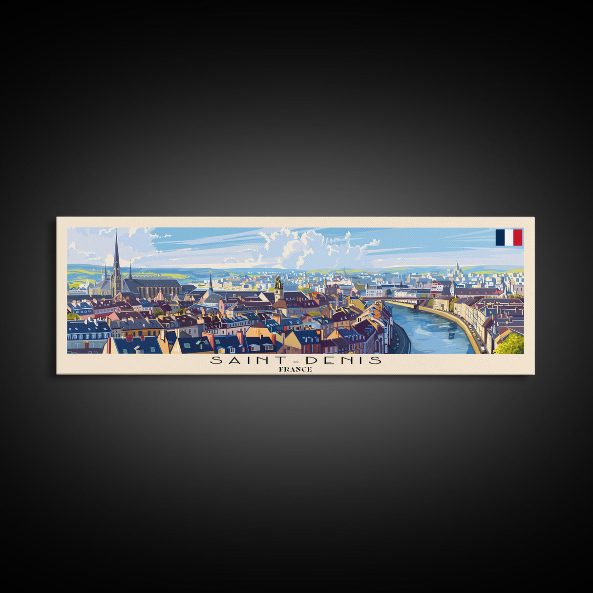 Saint Denis France Wall Art, Panoramic Travel Poster, Panoramic Framed Canvas Print, City Wall Art, Wall Hanging Home Decor, Travel Art