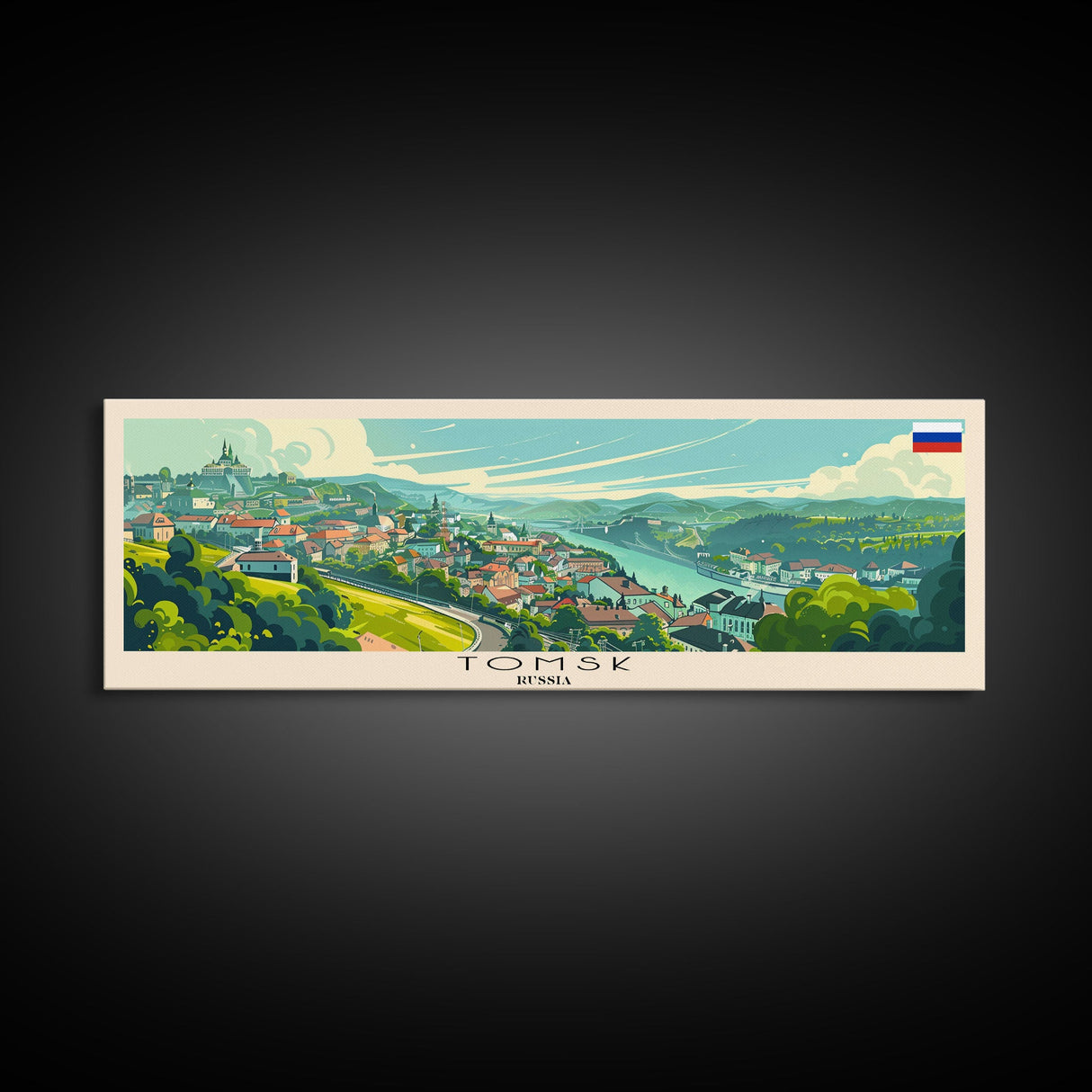 Tomsk Russia Wall Art, Panoramic Travel Poster, Panoramic Framed Canvas Print, City Wall Art, Wall Hanging Home Decor, Travel Art