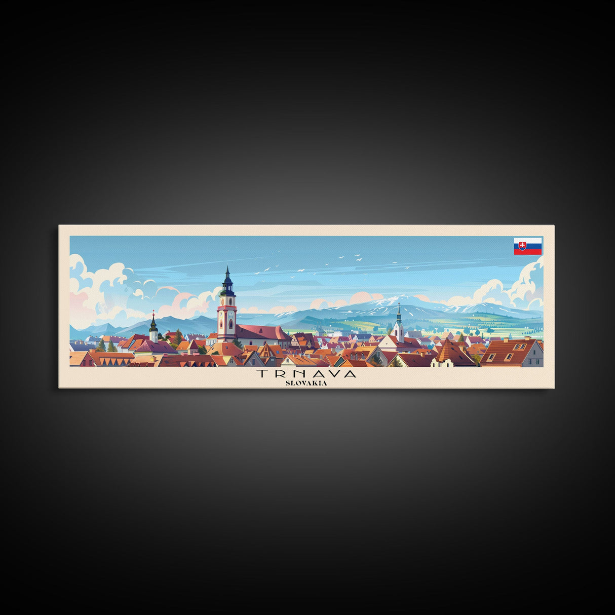 Trnava Slovakia Wall Art, Panoramic Travel Poster, Panoramic Framed Canvas Print, City Wall Art, Wall Hanging Home Decor, Travel Art