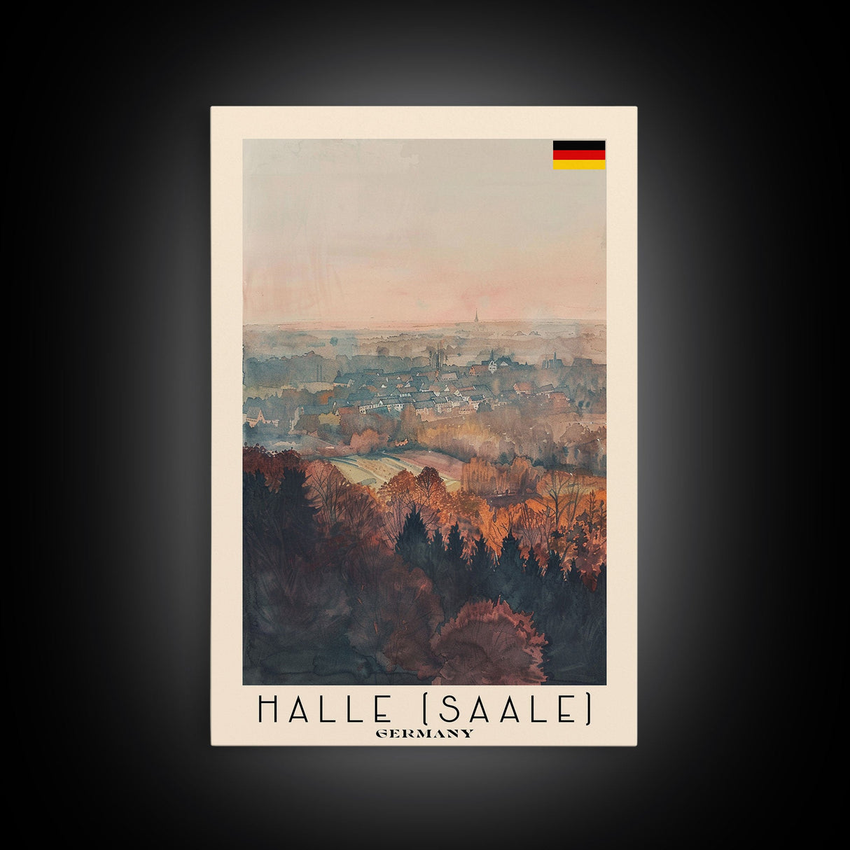Halle Germany Scenic View Art, Framed Canvas Print, Bedroom Wall Art, Travel Poster Art, Home Decoration, German Wall Art