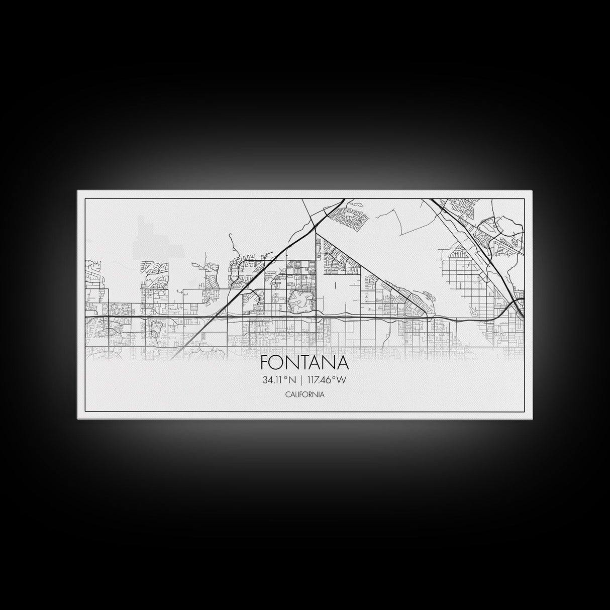 Fontana Street Map, California Map, Map Art, Minimalist Art, Wall Art, Canvas Art, Gift For Couples, Game Room Prints, Above Bed Décor