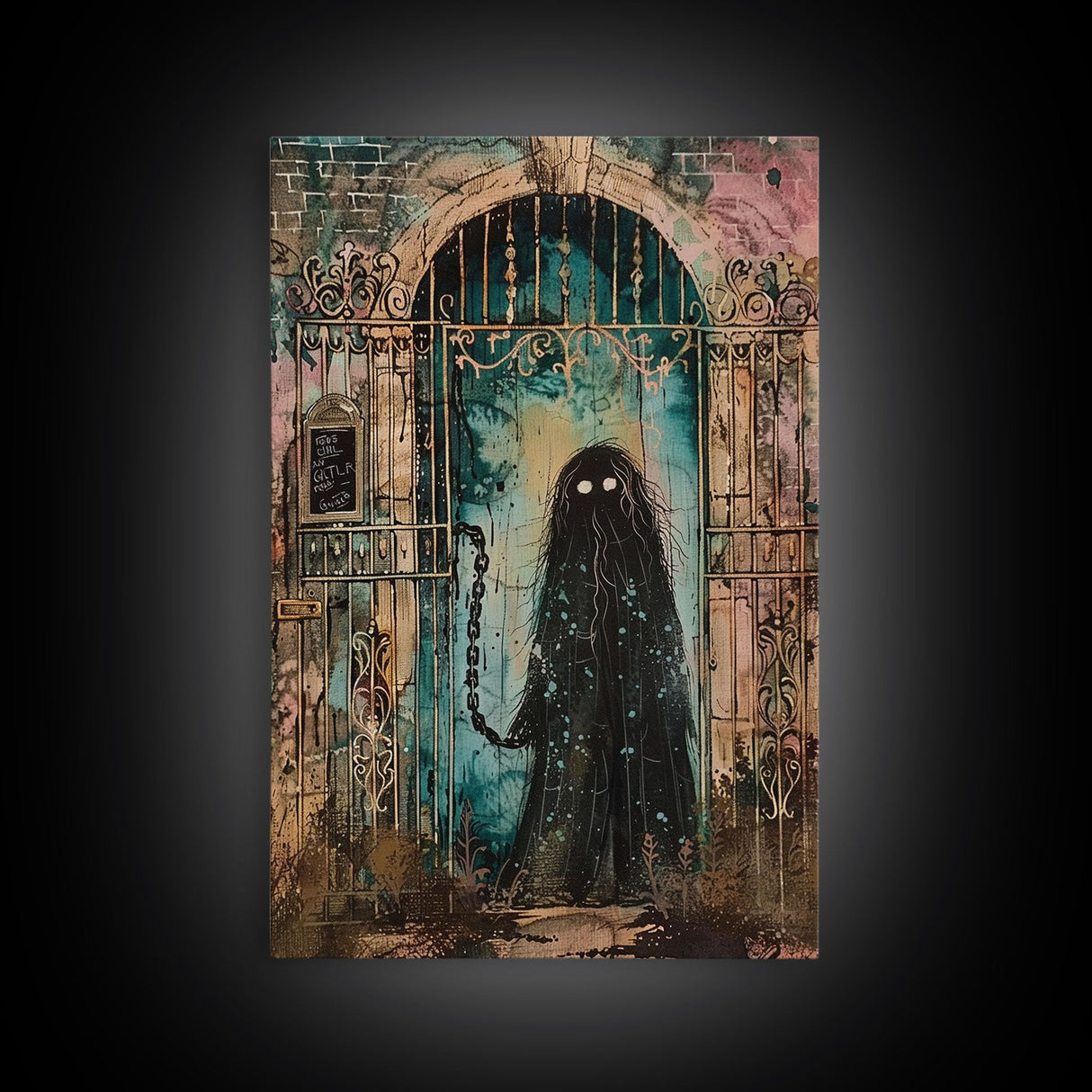 Halloween Creepy Doll, Framed Canvas Print, Wall Art, Spooky Decor, Halloween Decoration, Living Room Art, Unique Gift