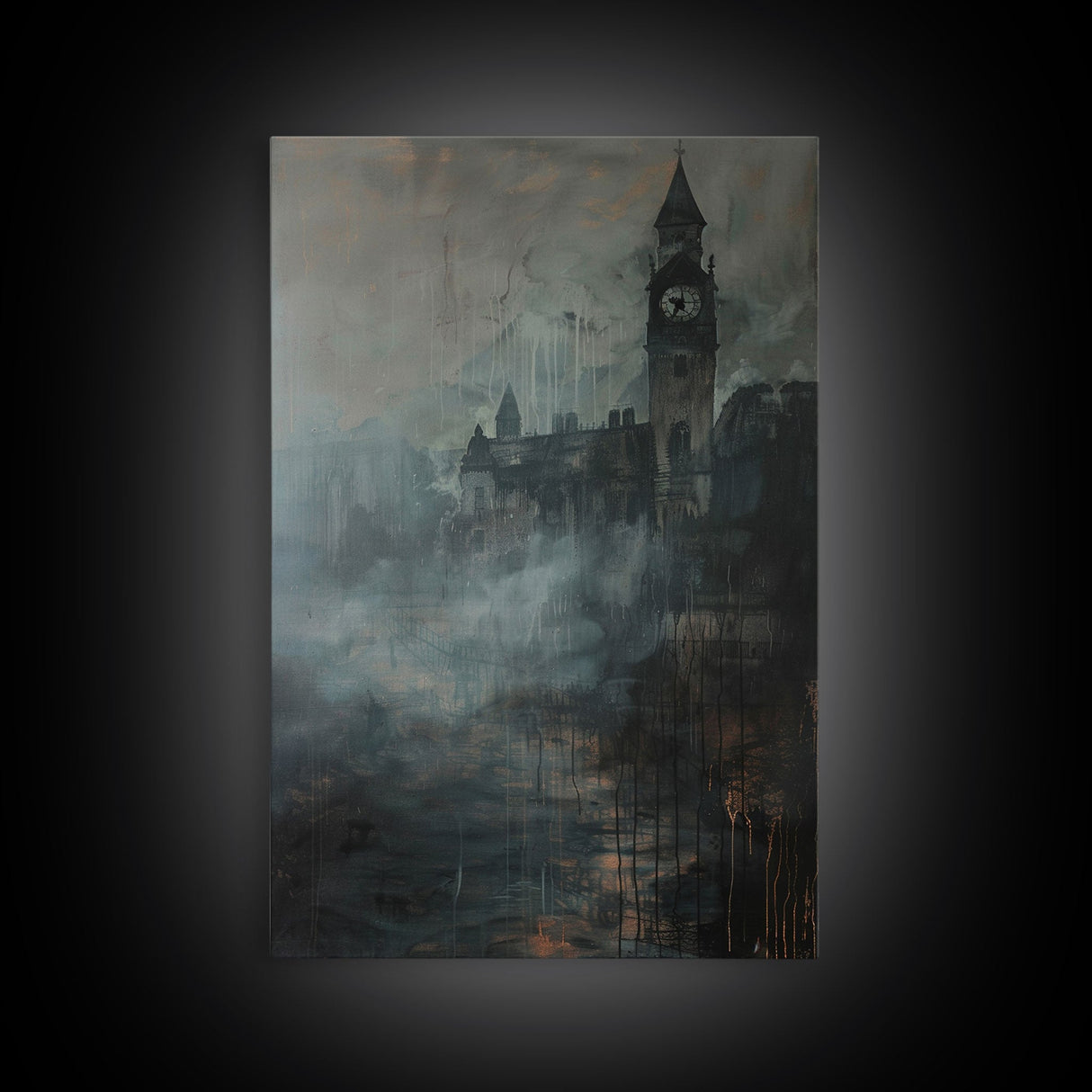 Haunted Gothic Castle, Halloween Art Print, Spooky Home Decor, Framed Canvas Print, Creepy Art, Halloween Wall Decor, Seasonal Wall Art