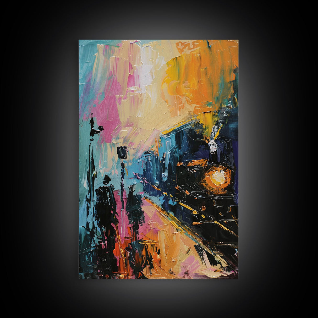 Haunted Carnival Ride at Night Framed Canvas Print, Halloween Wall Art, Spooky Home Decor, Ghostly, Haunted Amusement Park, Halloween Art