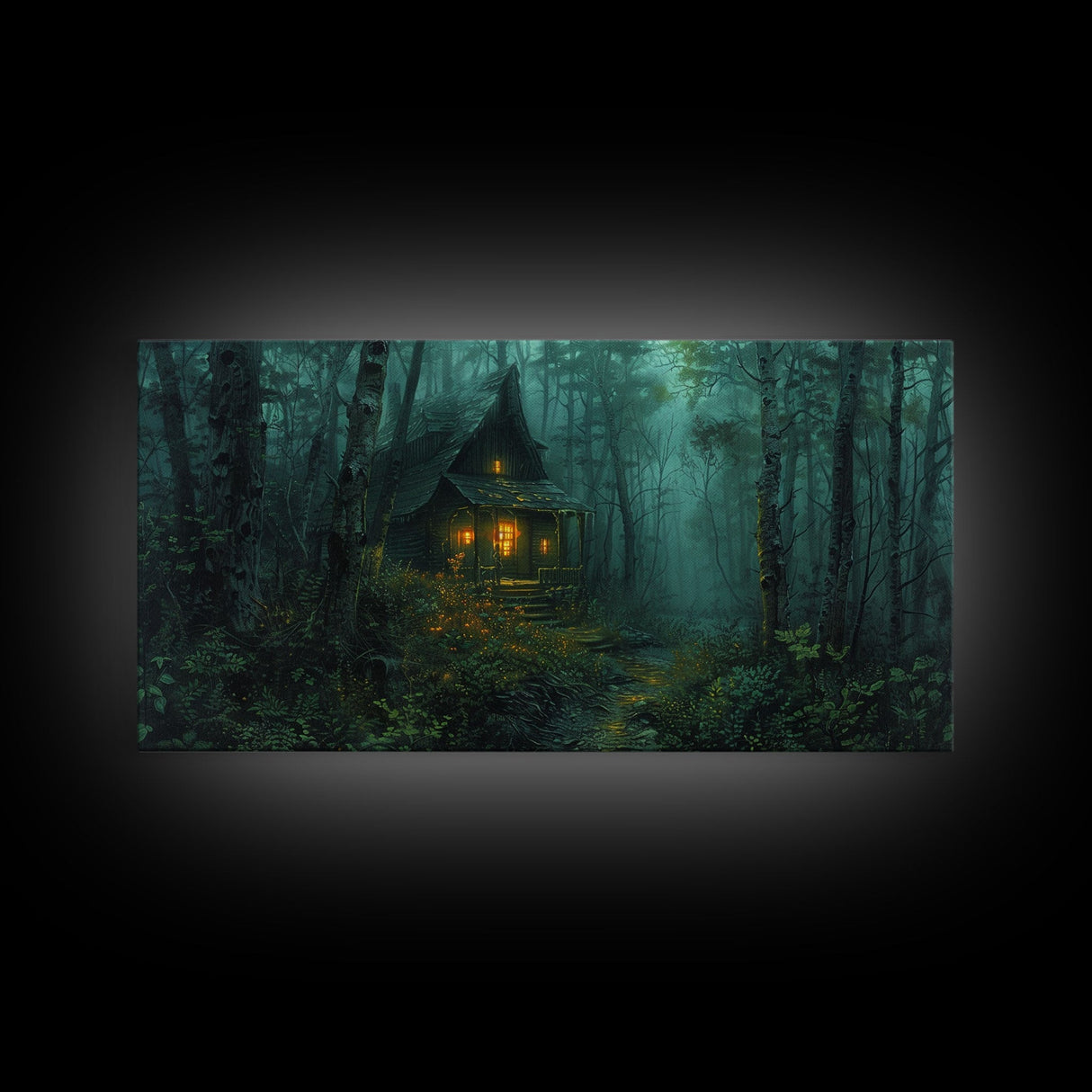 Haunted Cabin In The Woods, Framed Canvas Print, Spooky Wall Art, Spooky Season, Halloween Products, Halloween Unique Gift