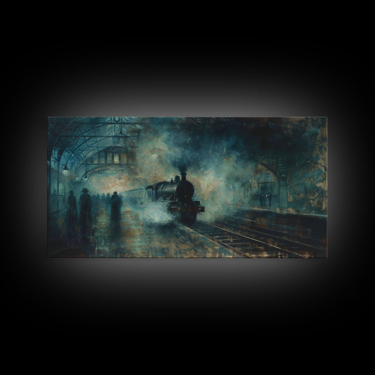 Haunted Railway, Spooky Wall Art, Framed Canvas Print, Unique Halloween Wall Art Gift Idea, Halloween Props
