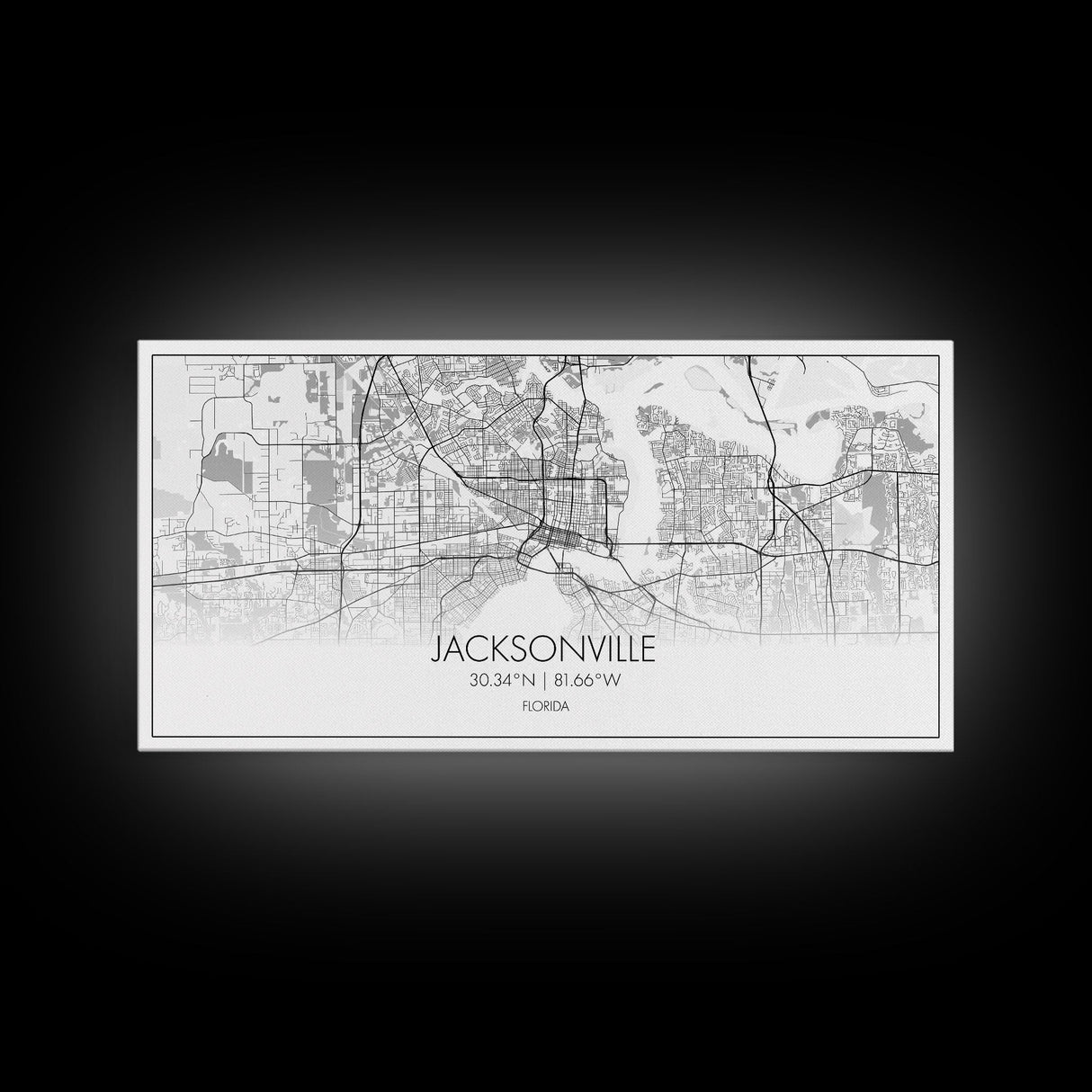 Jacksonville City Map, Florida Map, Map Art, Modern Art, Wall Art, Canvas Art, Bar Cart Art, Wall Print Trendy, Girlfriend Gift, Office Art