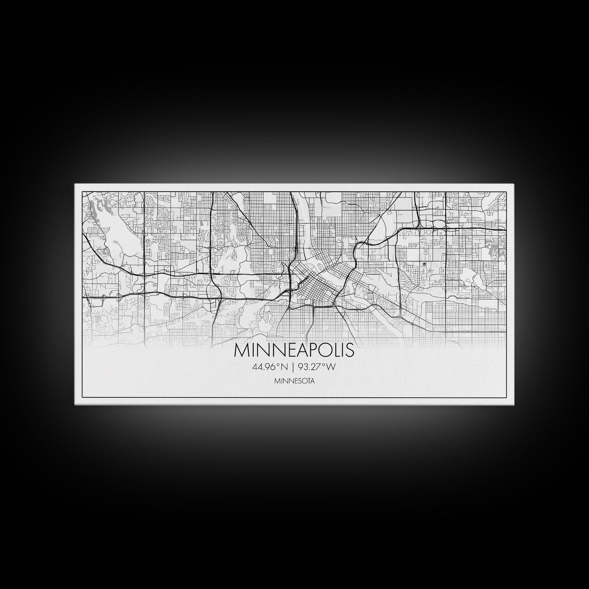 Minneapolis City Map, Minnesota Map, Map Art, Minimalist Wall Art, Wall Art, Canvas Art, Dorm Room Décor, Home Décor Wall Art, Gift For Dad