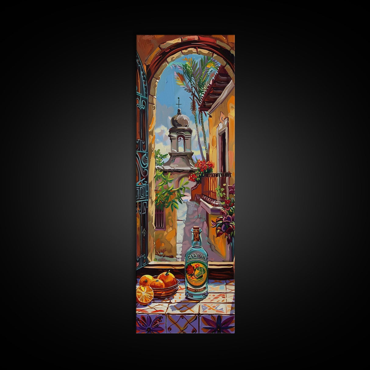 Framed and Printed Vertical Rustic Still Life Printed Canvas, Textured Canvas Painting, Spanish Style Kitchen Art, Abstract Modern Wall Art