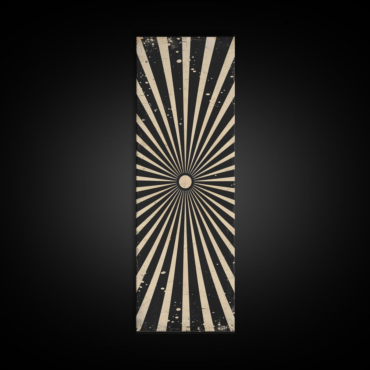 Black and White Sun Burst Art Deco Inspired Framed Canvas Print, Wall Art, Office or Mancave Wall Art