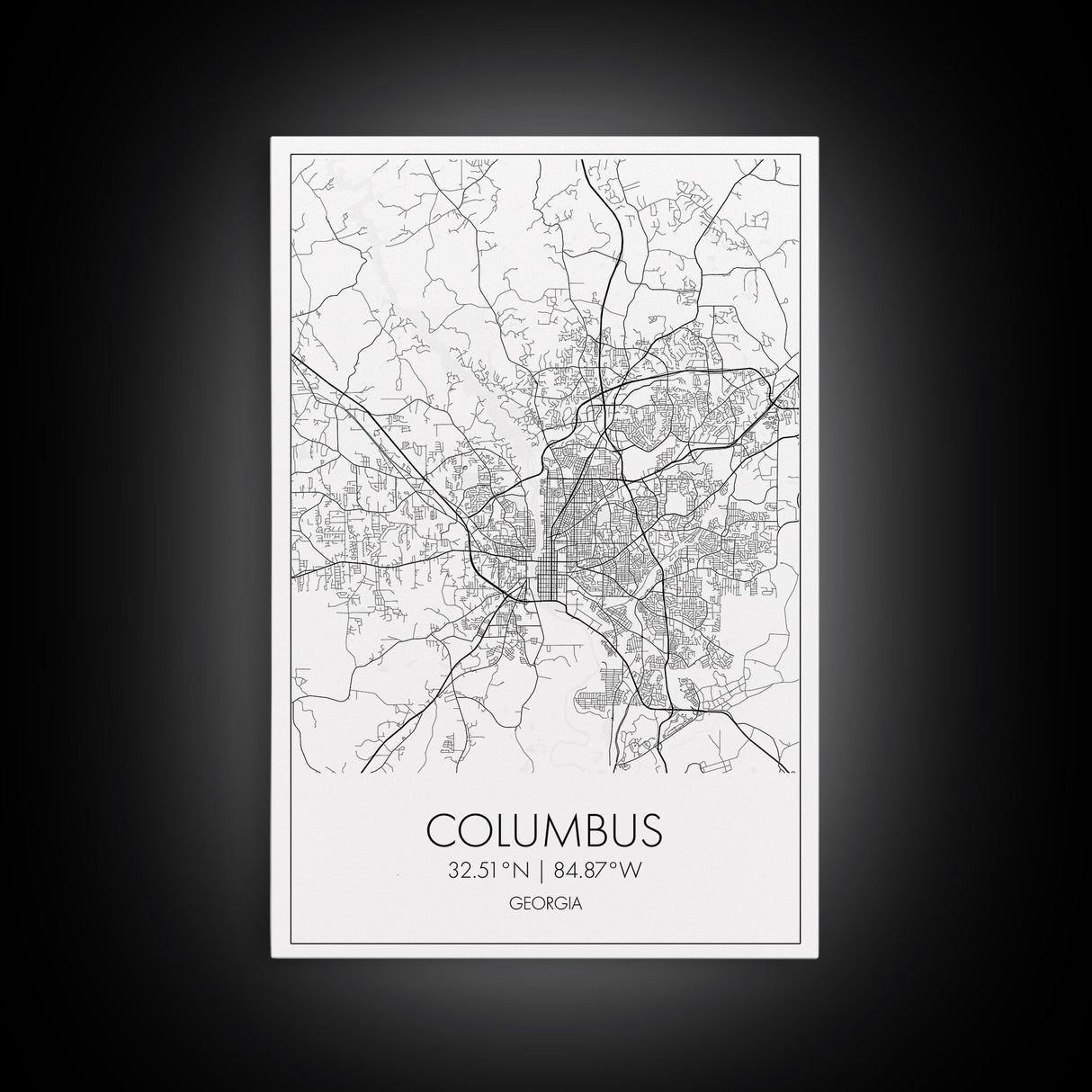 Columbus Street Map, Georgia Map, City Map Art, Minimalist Art, Wall Art, Canvas Print, Canvas Wall Art, City Wall Art, Travel Wall Print