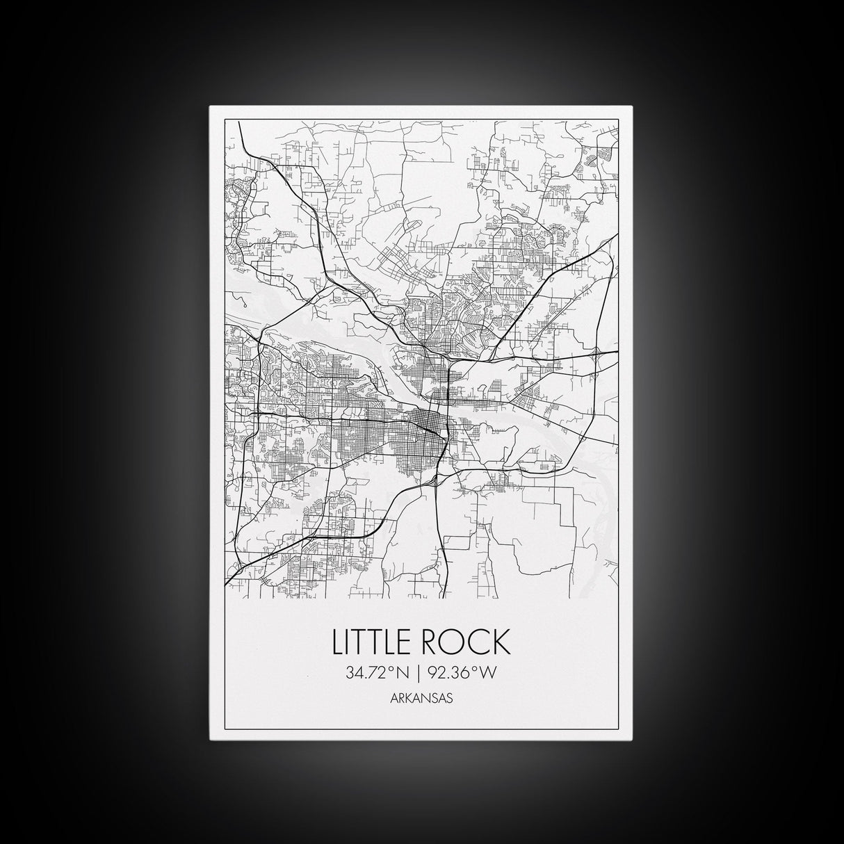 Little Rock Street Map, Arkansas Map, City Map Art, Modern Wall Art, Wall Art, Canvas Print, Travel Lover Gift, Kids Wall Art, Travel Art