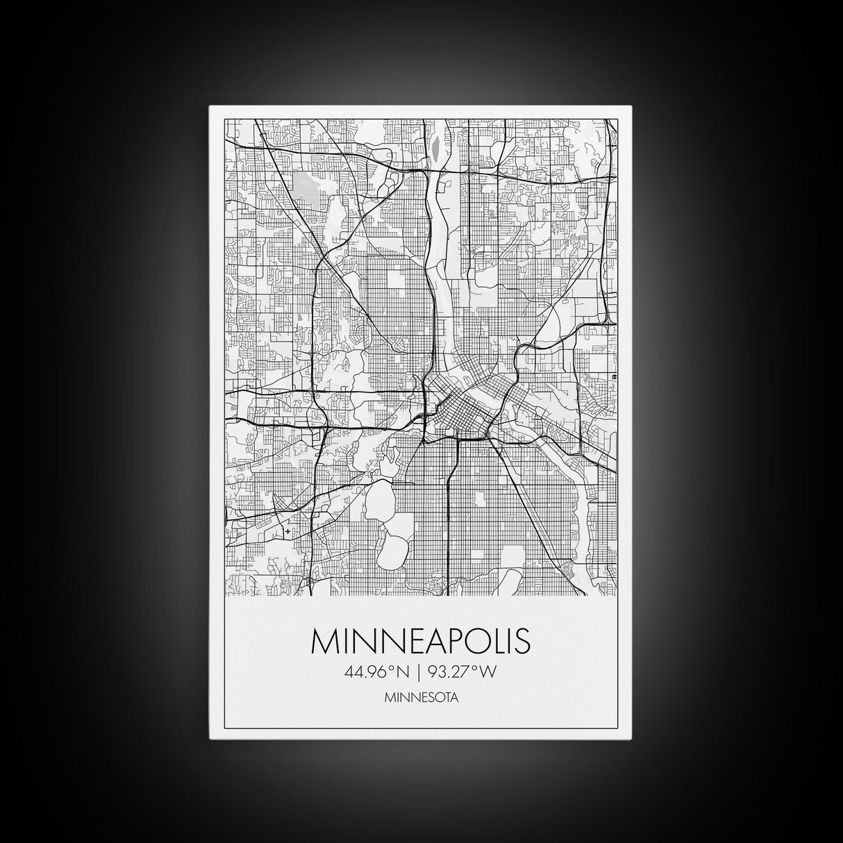 Minneapolis Street Map, Minnesota Map, City Map Art, Modern Art, Wall Art, Canvas Print, Travel Print, Master Bedroom Art, Graduation Gift