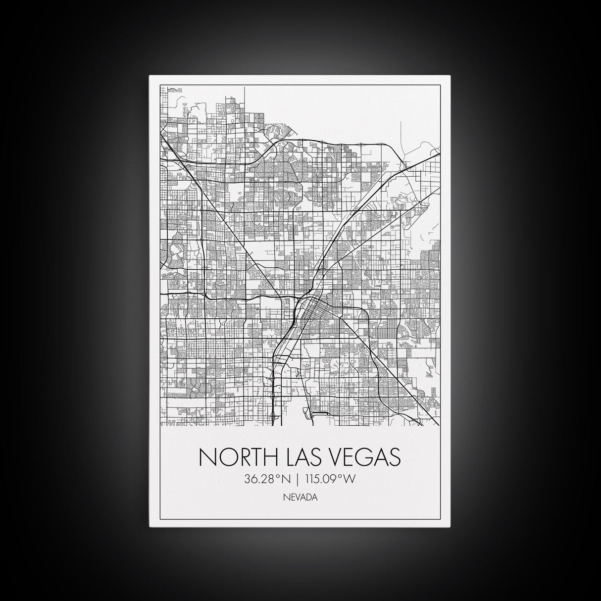 North Las Vegas Street Map, Nevada Map, City Map Art, Modern Art, Wall Art, Canvas Print, Wall Décor Bedroom, Honeymoon Gift, Travel Art