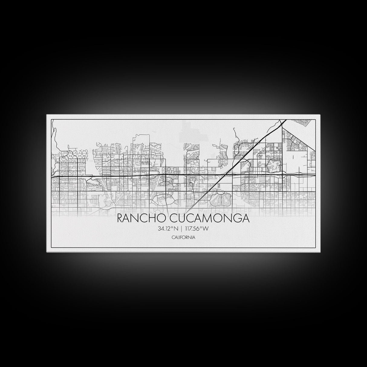 Rancho Cucamonga City Map, California Art, Map Print, Minimalist Wall Art, Wall Art, Canvas Art, Wall Hanging, Wedding Gift, Family Wall Art