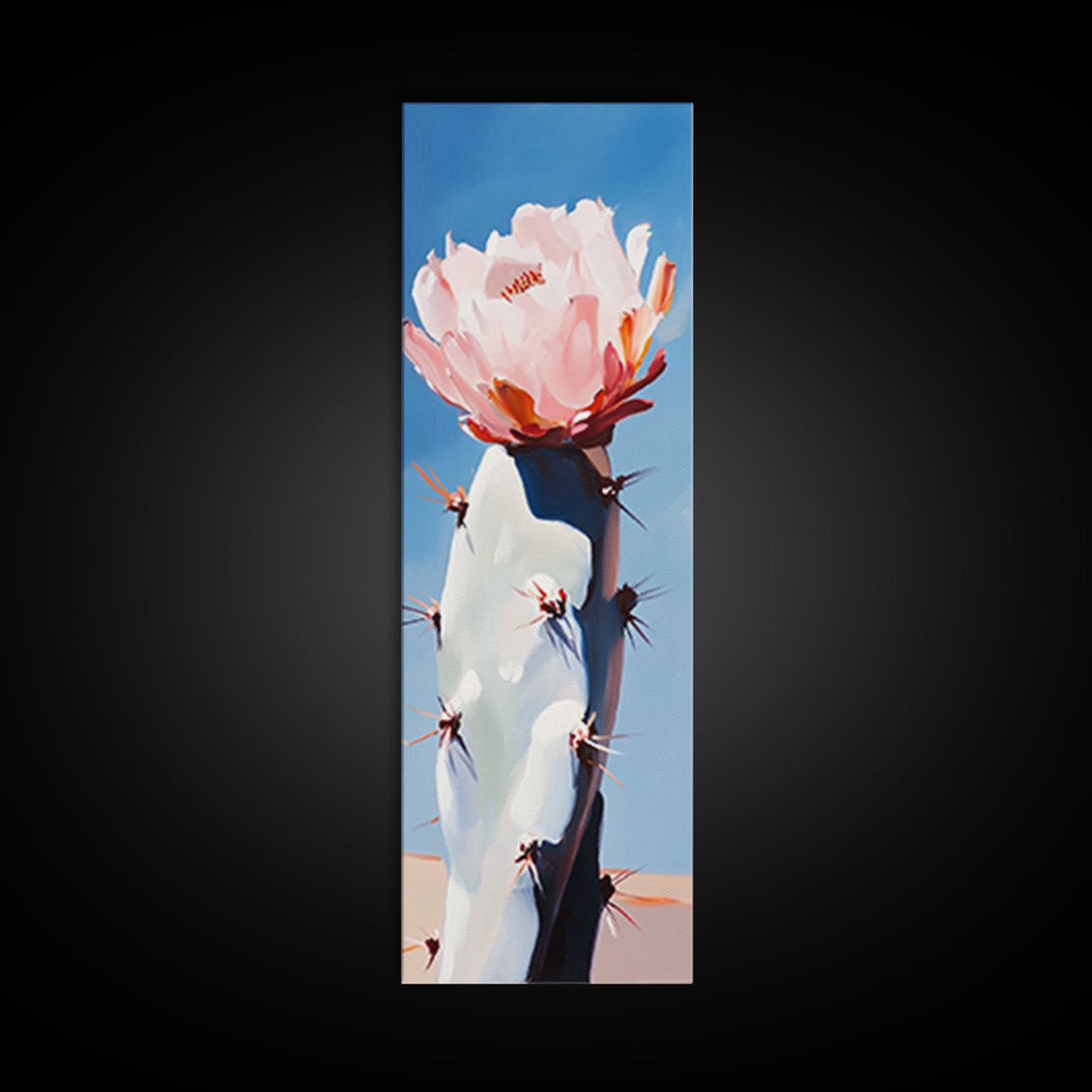 Desert Cactus Framed Canvas Print southwest wall art agave painting moody art gift idea her rustic decor