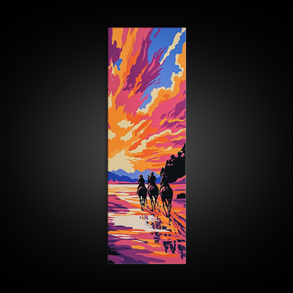 Vibrant Sunset Landscape Framed Canvas Print Joshua Tree Art Lake Tahoe Art Rustic Wall Art Southwest Wall Art Extra Wide Art