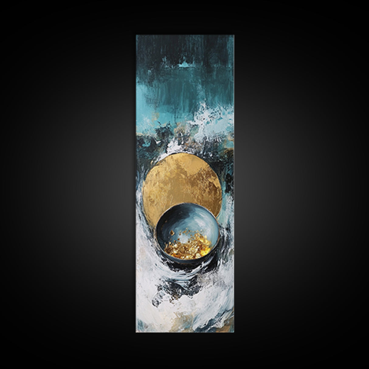 Abstract Gold and Teal Canvas Print Sacred Geometry Wall Art Teal Wall Art Zen Wall Art Moody Art Minimalist Art