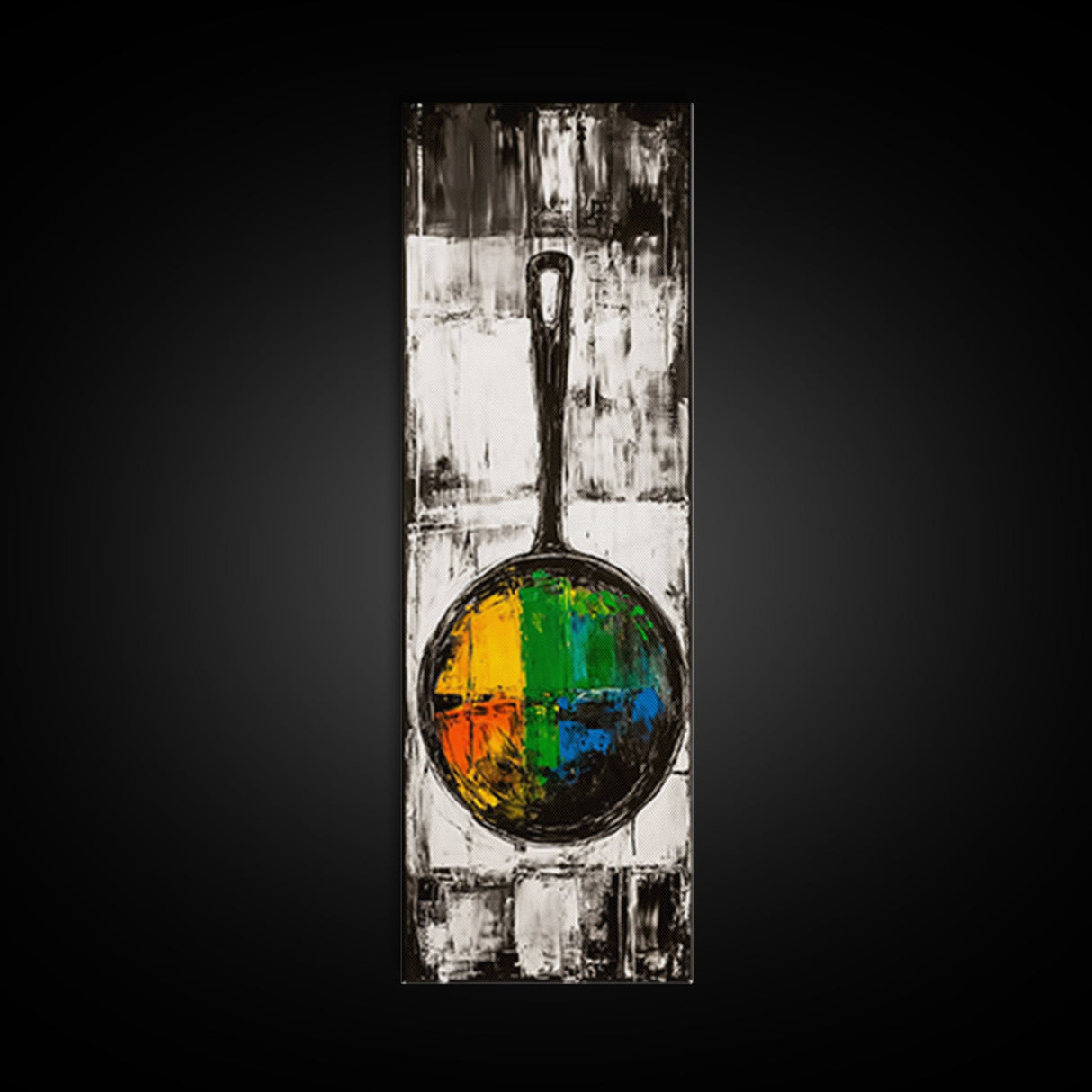 Abstract Frying Pan Painting Framed Canvas Print Kitchen Wall Art Food Review Art Moody Art Rustic Wall Art Wabi Sabi Decor