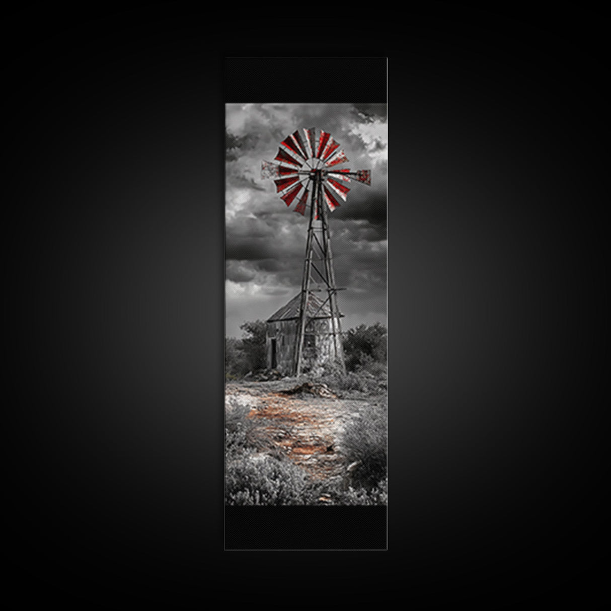 Western Windmill Art, Canvas Print, rustic décor, windmill wall art, farmhouse art, extra wide art, Joshua tree art, southwest wall art