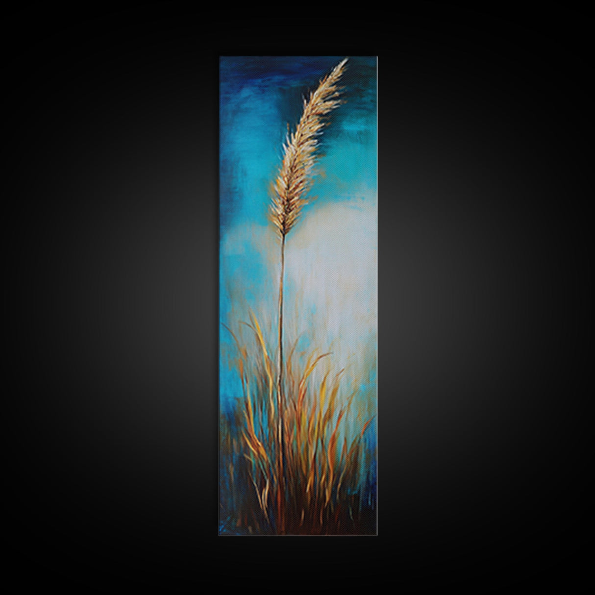 Golden Wheat Field Canvas Print Rustic Wall Art Vertical Landscape Painting Wabi Sabi Art Minimalist Art Tall Narrow Art
