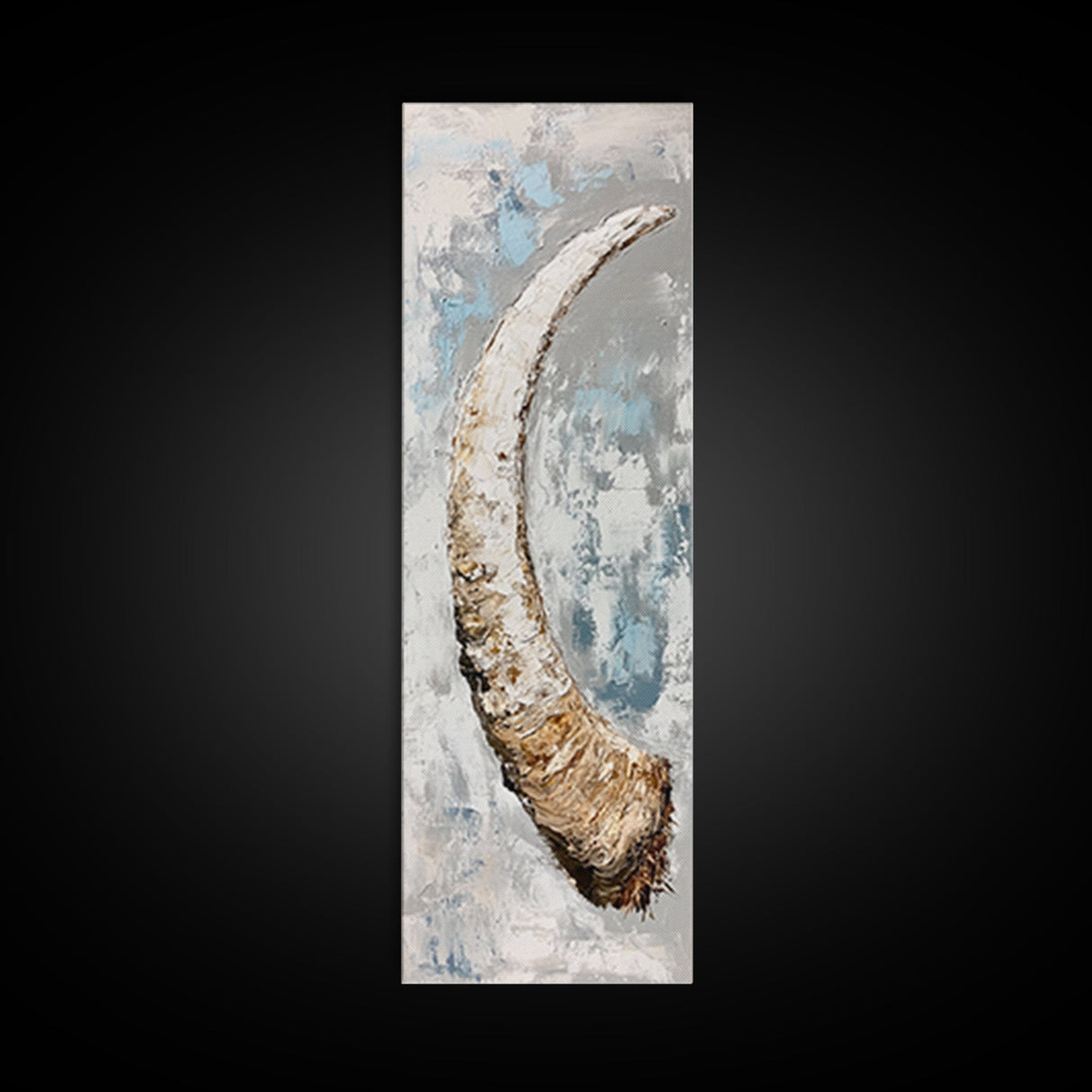 Abstract Horn Art Rustic Wall Decor Framed Canvas Print | Wabi Sabi Art | Minimalist Art | Neutral Home Decor | Textured Painting