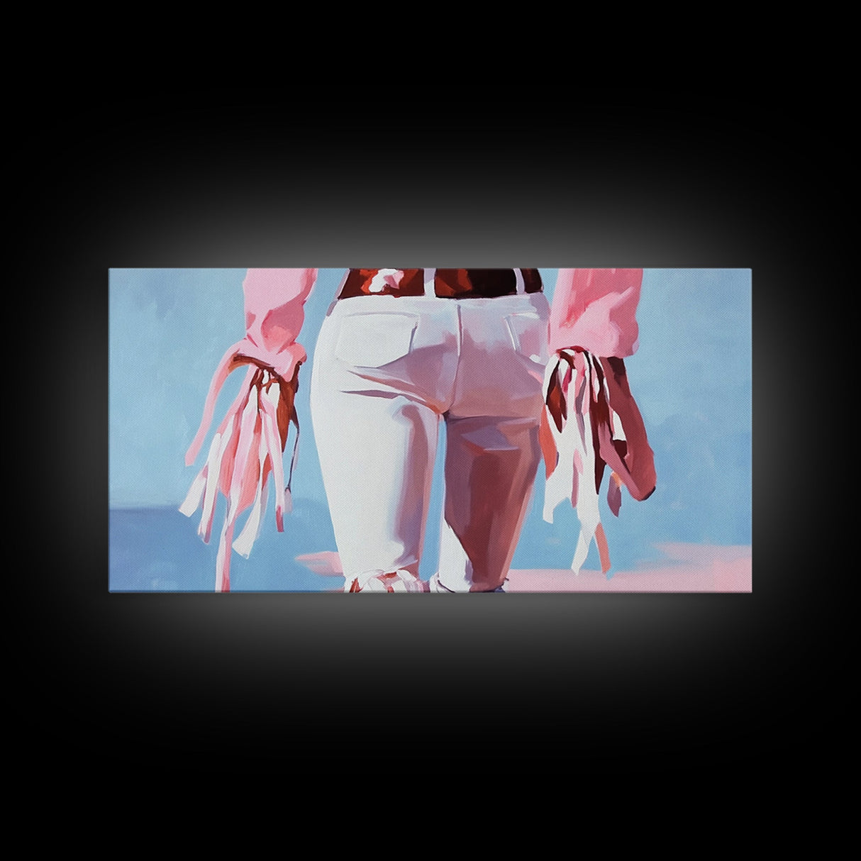 Pink Cowgirl, Western Art, Black Cowgirl Painting, Coastal Cowgirl Wall Art, Light Pink Wall Art, Canvas Print, Rustic Decor