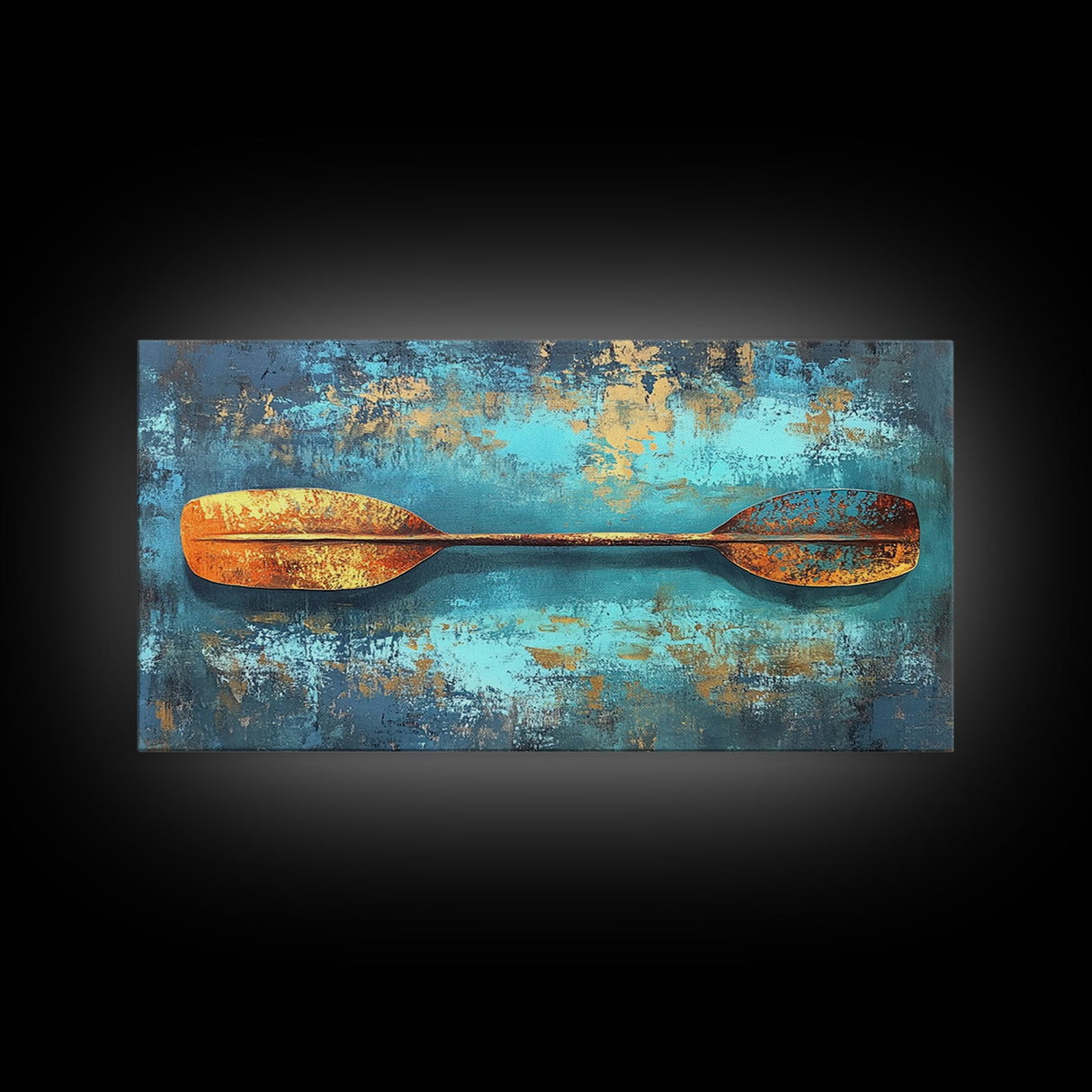 Rustic Oar, Coastal Decor, Nautical Wall Art, Teal Wall Art, Wabi Sabi Art, Gift Idea Him, Above Sofa Art, Framed Canvas Print, Boho Art