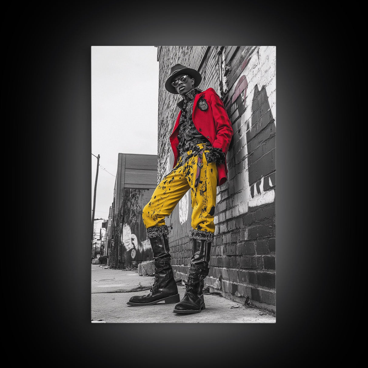 Urban fashion, chicano art, graffiti wall art, framed canvas print, moody cityscape, street style, afrocentric wall art, edgy decor