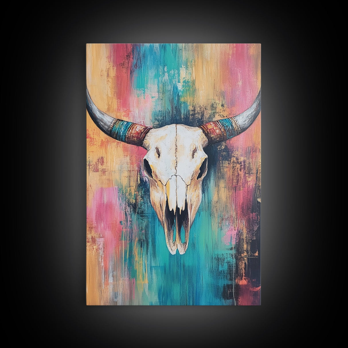 Southwest Wall Art, Skull Art, Rustic Decor, Boho Art, Framed Canvas Print, Western Aesthetic, Farmhouse Art, Above Couch Art, Gift Idea
