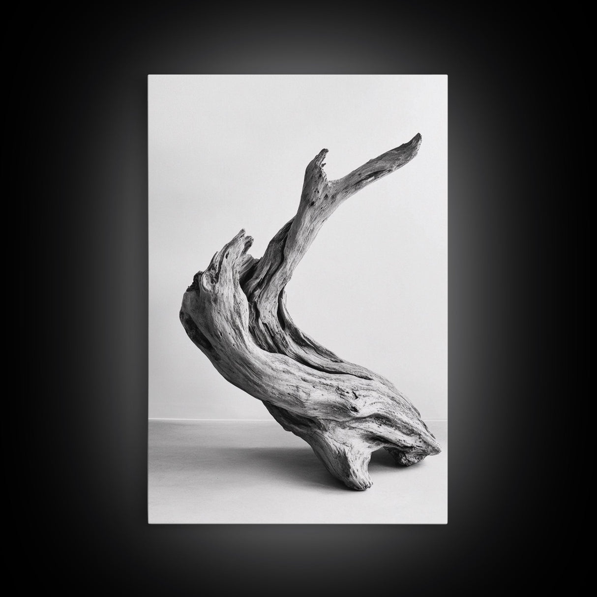 Driftwood Sculpture, wabi sabi art, rustic decor, minimalist art, botanical prints, farmhouse art, framed canvas print, living room art