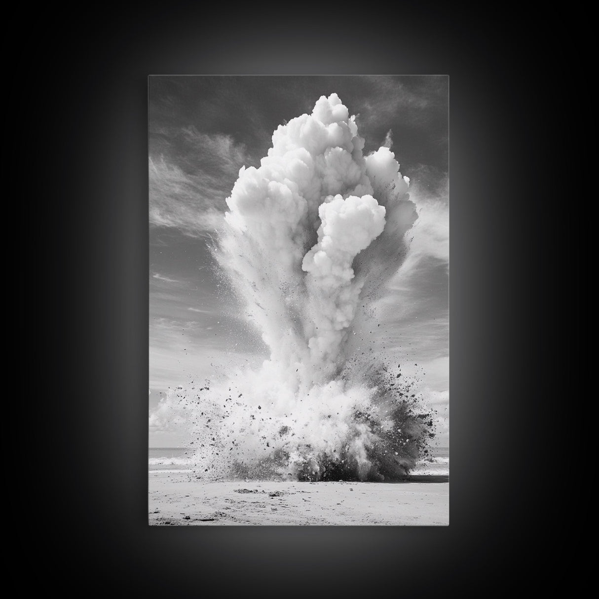 Explosion art, science art, moody art, dark romance painting, wabi sabi art, unique wall art, rustic decor, canvas print, above sofa art