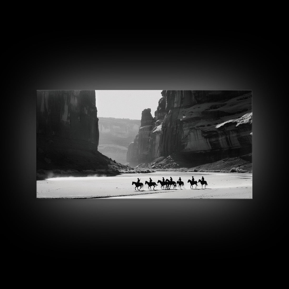Horse Riders in Monument Valley, Stunning Framed Canvas Print for Living Room Wall Art, Bedroom Decor, Home Decor